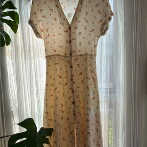 Sophie Rue Cream Maxi Dress with Red Floral Pattern